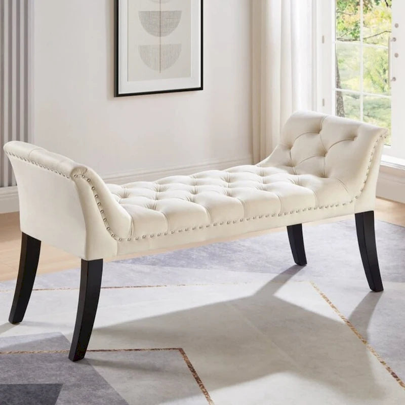 Repose-pieds rembourré Tabouret rectangulaire en velours Banc d'appoint - 50.00L * 18.50W * 24.50H