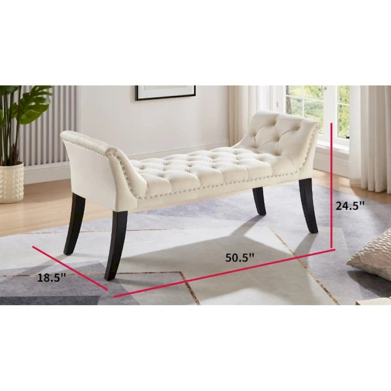 Repose-pieds rembourré Tabouret rectangulaire en velours Banc d'appoint - 50.00L * 18.50W * 24.50H