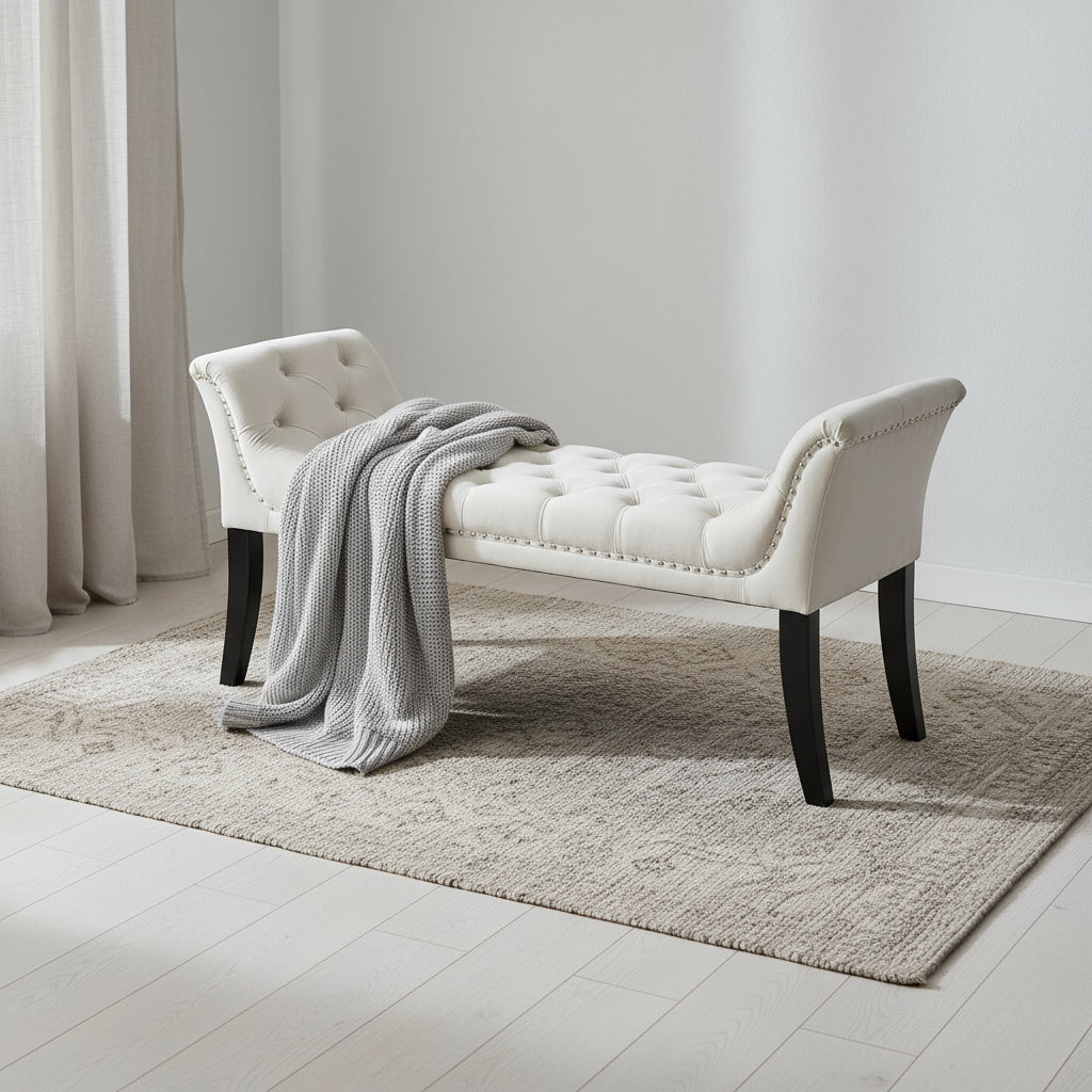 Repose-pieds rembourré Tabouret rectangulaire en velours Banc d'appoint - 50.00L * 18.50W * 24.50H