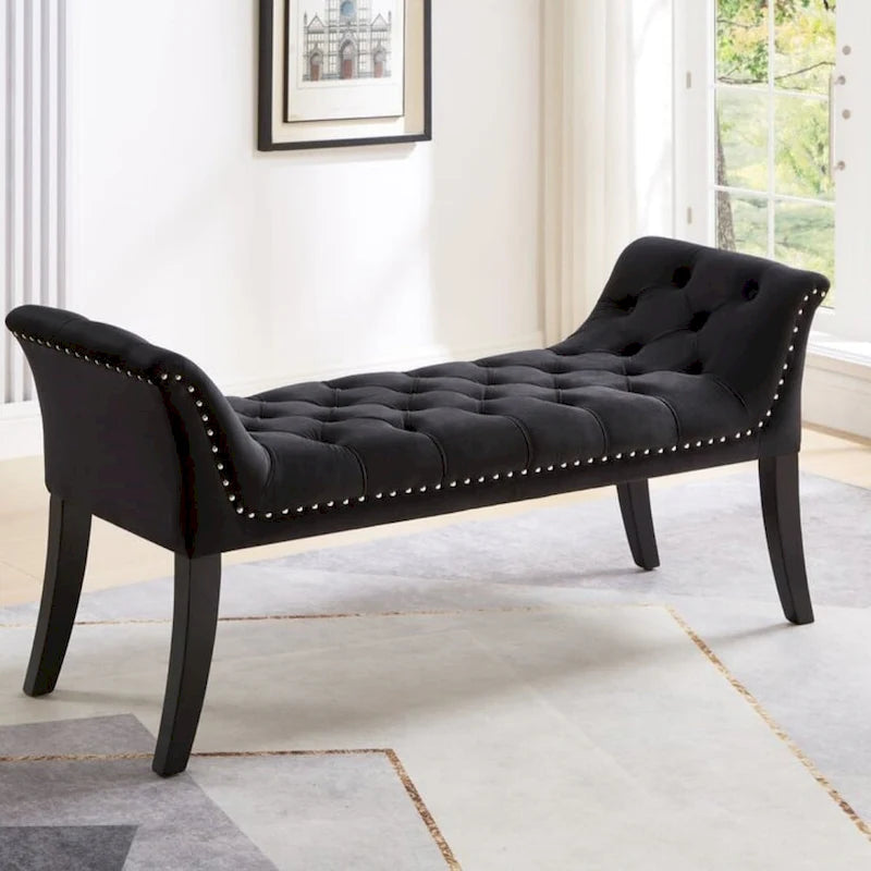 Repose-pieds rembourré Tabouret rectangulaire en velours Banc d'appoint - 50.00L * 18.50W * 24.50H