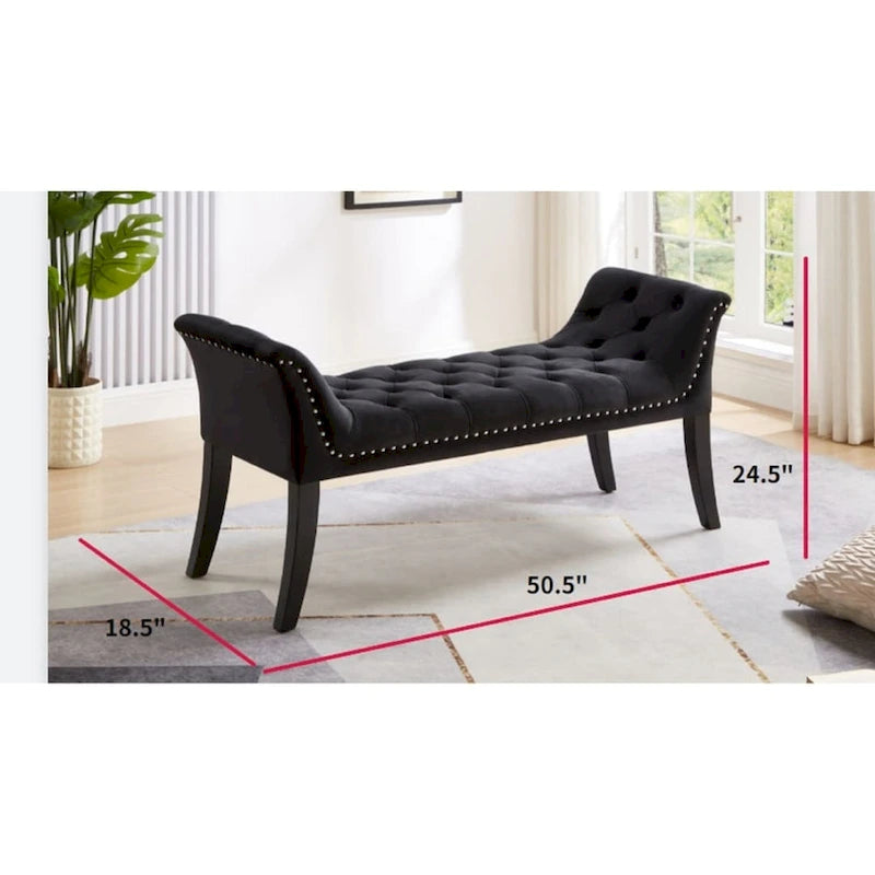 Repose-pieds rembourré Tabouret rectangulaire en velours Banc d'appoint - 50.00L * 18.50W * 24.50H