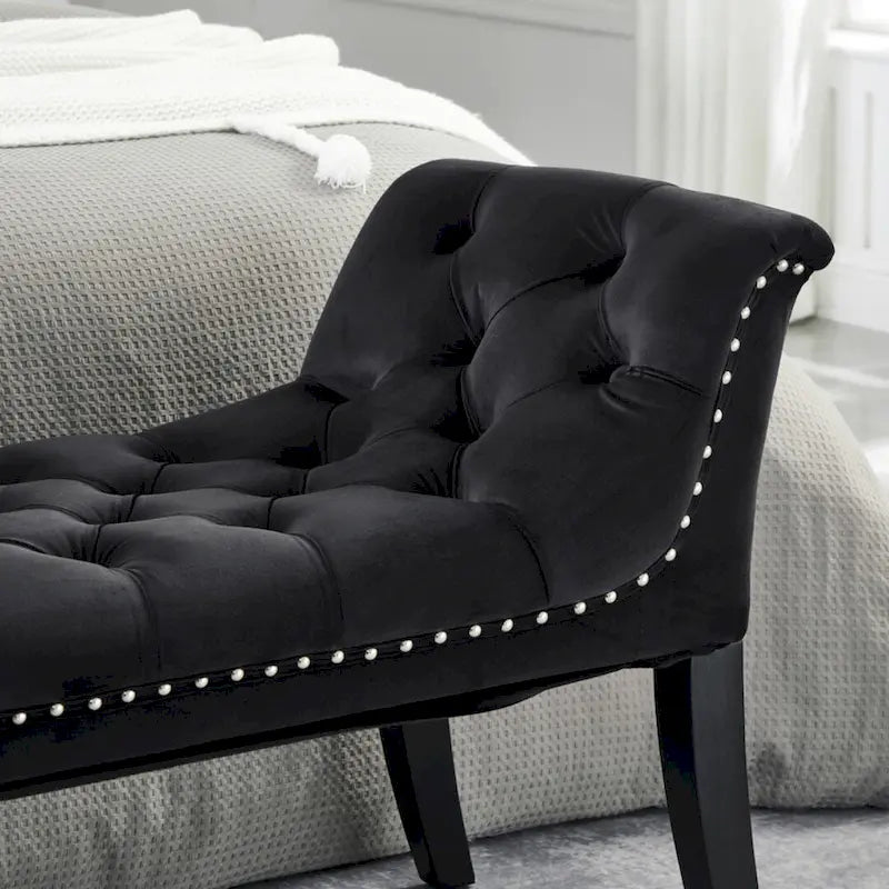Repose-pieds rembourré Tabouret rectangulaire en velours Banc d'appoint - 50.00L * 18.50W * 24.50H