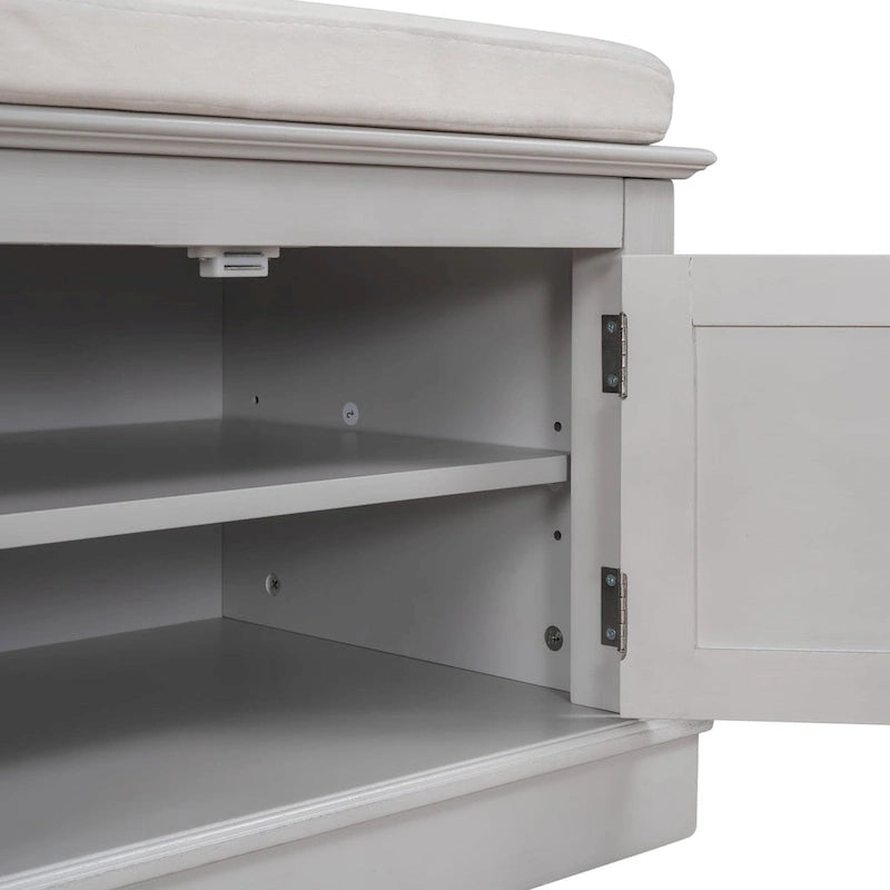 Banc de rangement avec 4 portes et étagères réglables, Banc à chaussures avec coussin amovible pour Salon, Entrée
