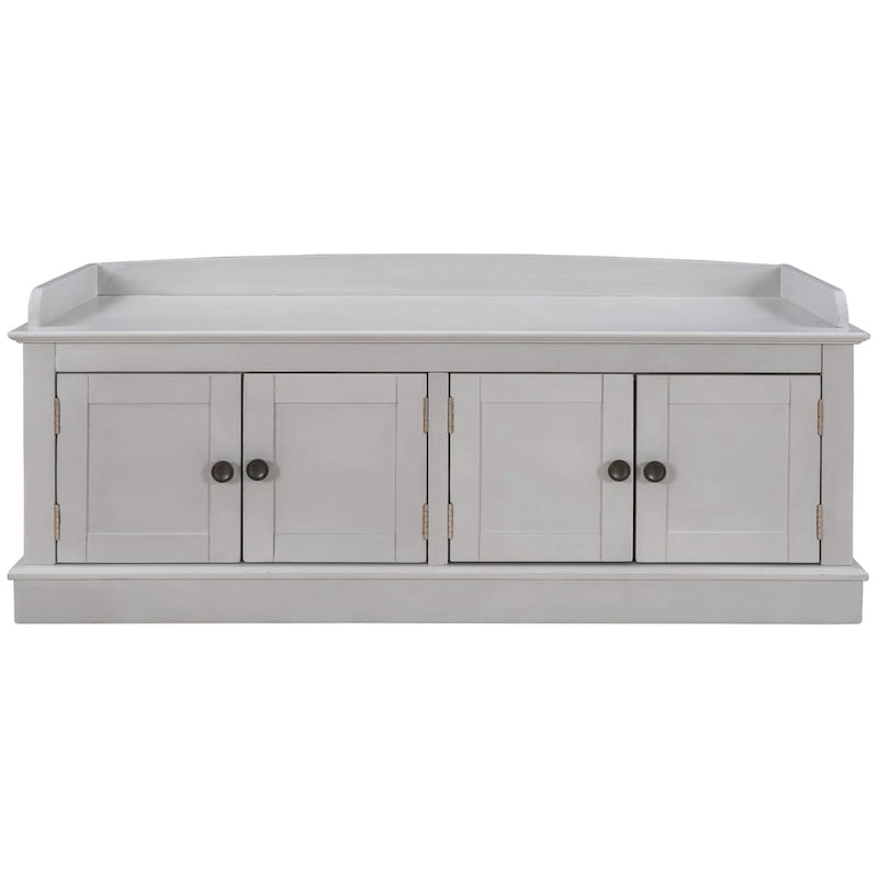 Banc de rangement avec 4 portes et étagères réglables, Banc à chaussures avec coussin amovible pour Salon, Entrée