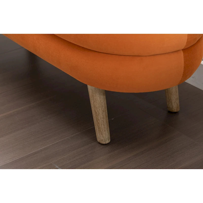 Banc de rangement en velours avec pieds en bois pour salon et chambre à coucher