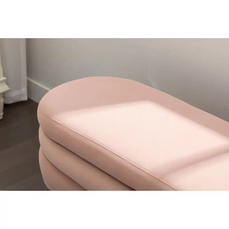 Banc de rangement en velours avec pieds en bois pour salon et chambre à coucher