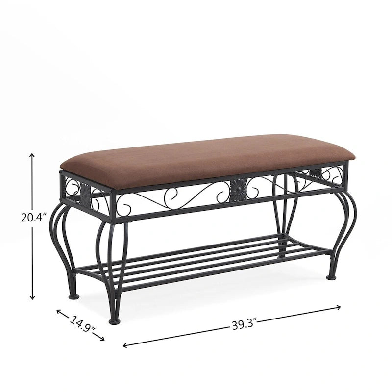 Banc à Chaussures Rembourré Multiusage de Style Industriel pour Entrée