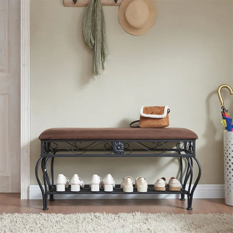 Banc à Chaussures Rembourré Multiusage de Style Industriel pour Entrée