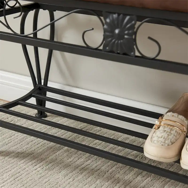 Banc à Chaussures Rembourré Multiusage de Style Industriel pour Entrée