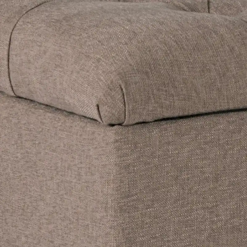 Banc en bois capitonné et rembourré en tissu texturé avec rangement à charnière, marron