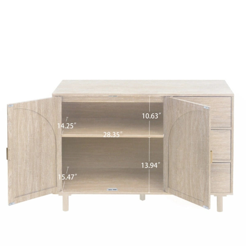 Meuble bas 2 portes 3 tiroirs, idéal pour chambre à coucher ou salon
