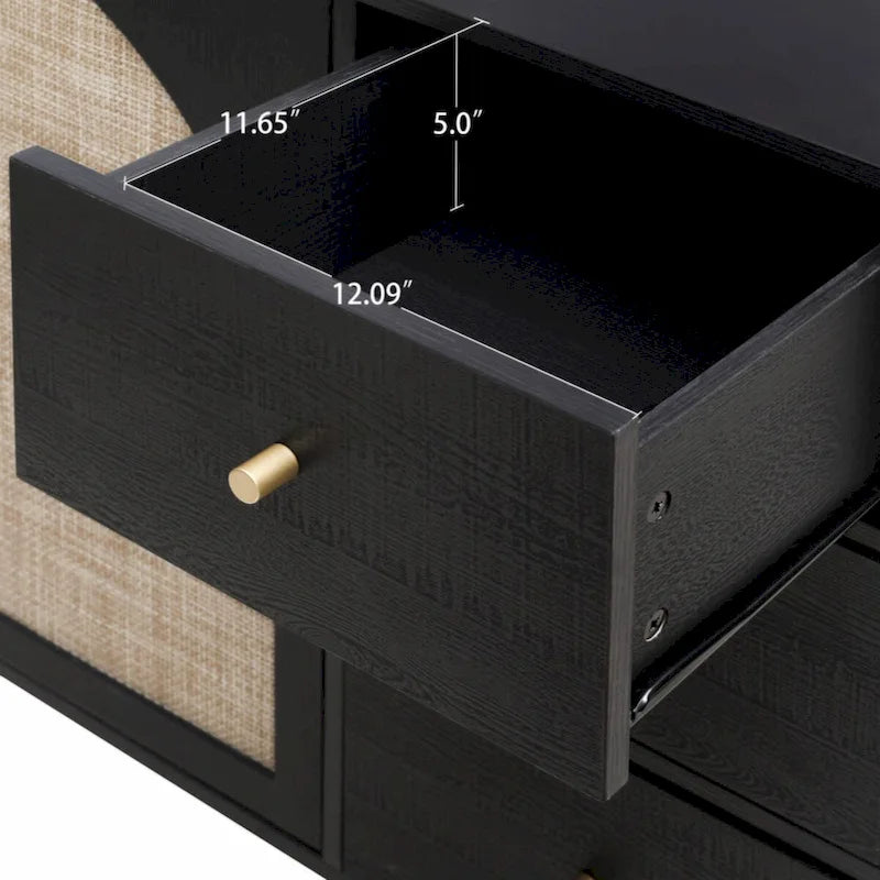 Meuble bas 2 portes 3 tiroirs, idéal pour chambre à coucher ou salon