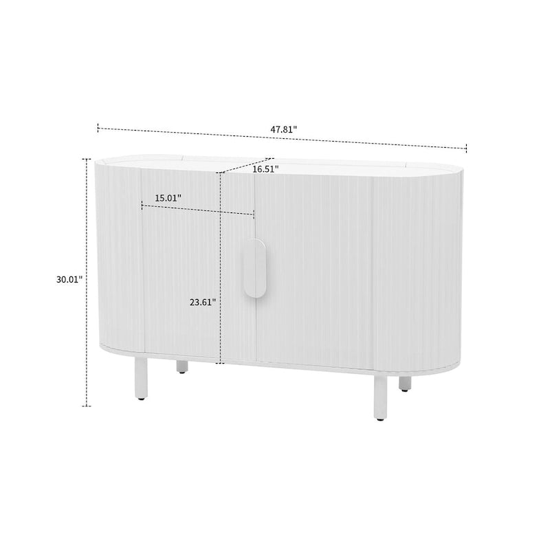 Buffet moderne et élégant en bois avec portes de placard à rayures verticales