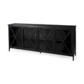 I Meuble bas en métal noir avec portes vitrées - 79,0 L x 16,0 P x 33,0 H