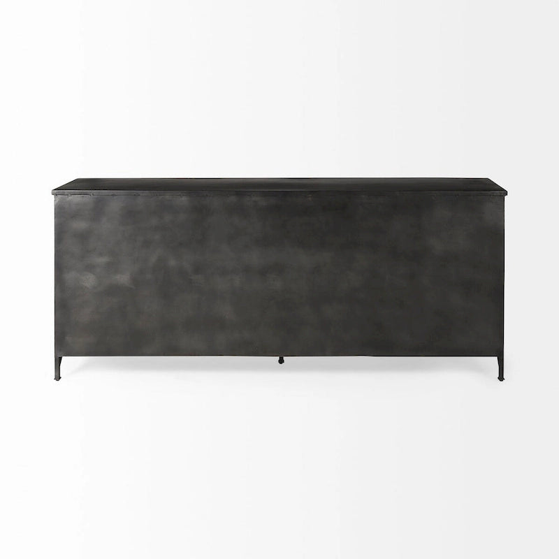 I Meuble bas en métal noir avec portes vitrées - 79,0 L x 16,0 P x 33,0 H