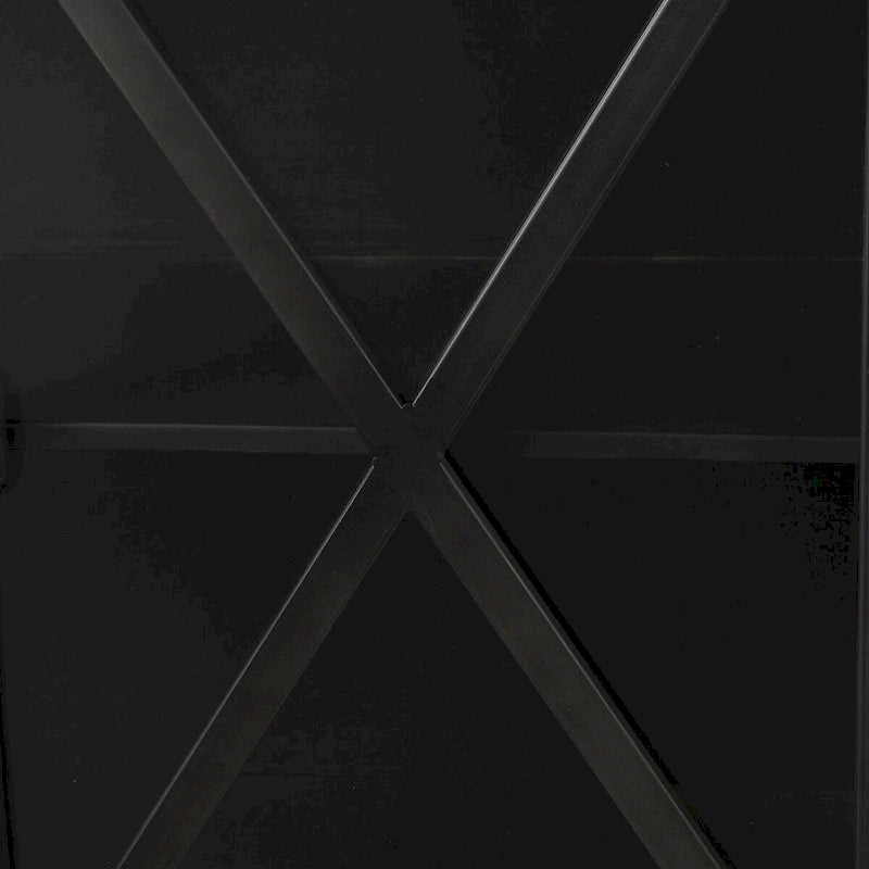 I Meuble bas en métal noir avec portes vitrées - 79,0 L x 16,0 P x 33,0 H