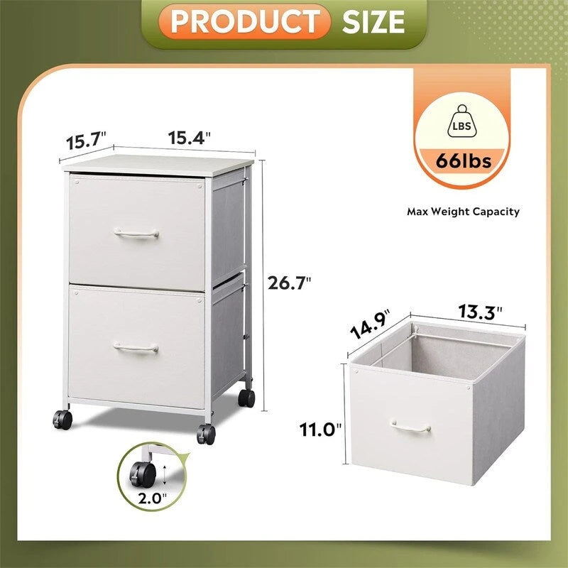 Classeur mobile à 2 tiroirs - 15,7P x 15,4L x 26,8H