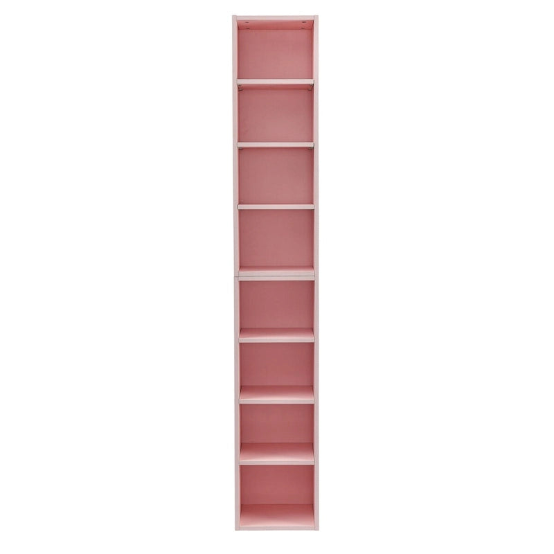 Tour de rangement multimédia à 8 niveaux, meuble de rangement CD/DVD fin avec étagères réglables, bibliothèque haute et étroite.