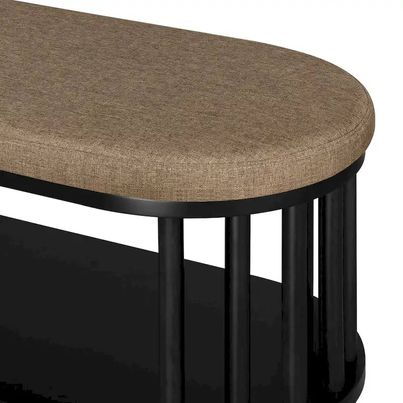 Banc de rangement scandinave rembourré avec étagère inférieure pour salon, chambre et bureau - Noir
