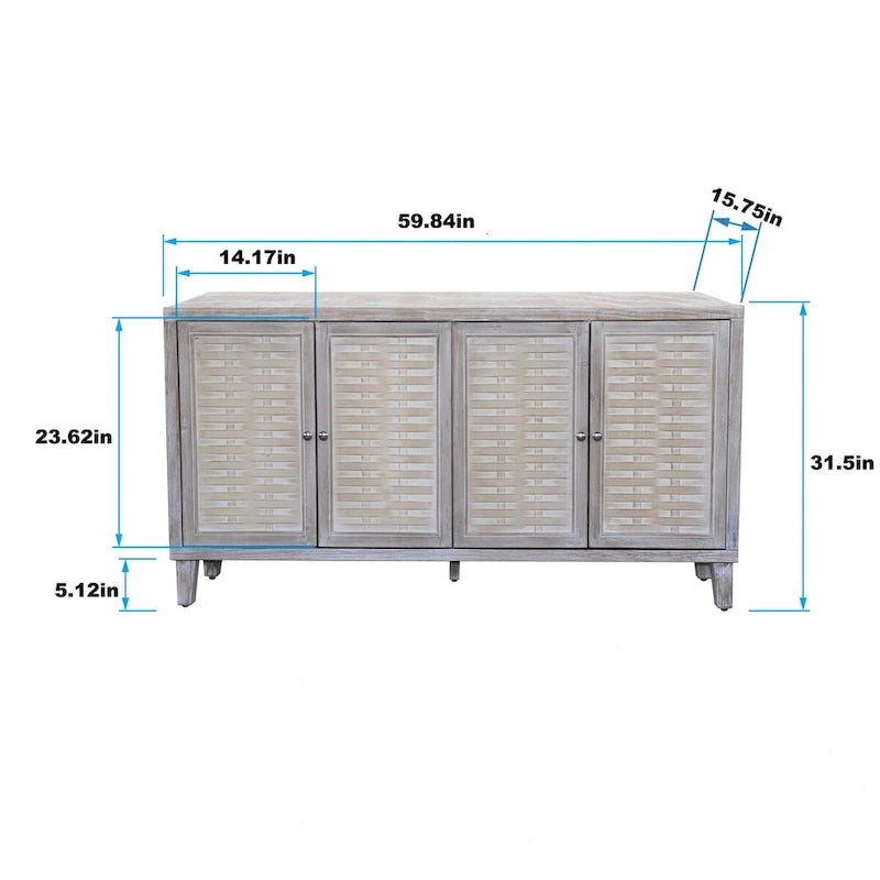 Meuble bas en bois à 4 portes
