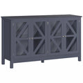 Buffet de rangement avec portes en verre trempé et étagère de rangement réglable, enfilade, gris