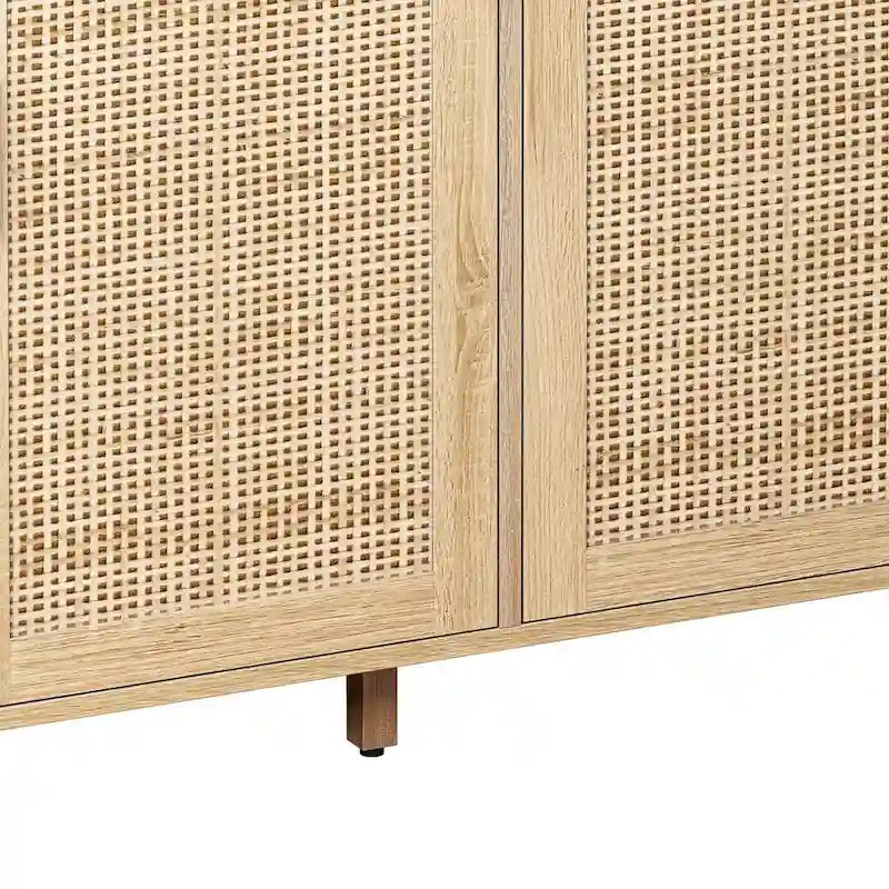 Meuble de rangement décoratif à 4 portes en rotin, élégant et fonctionnel, pour chambre, salon, bureau, montage facile