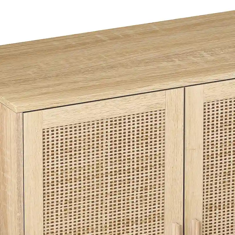 Meuble de rangement décoratif à 4 portes en rotin, élégant et fonctionnel, pour chambre, salon, bureau, montage facile