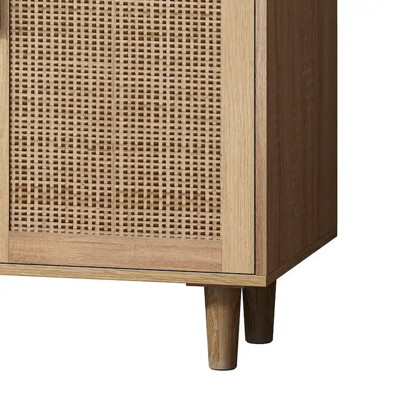 Meuble de rangement décoratif à 4 portes en rotin, élégant et fonctionnel, pour chambre, salon, bureau, montage facile