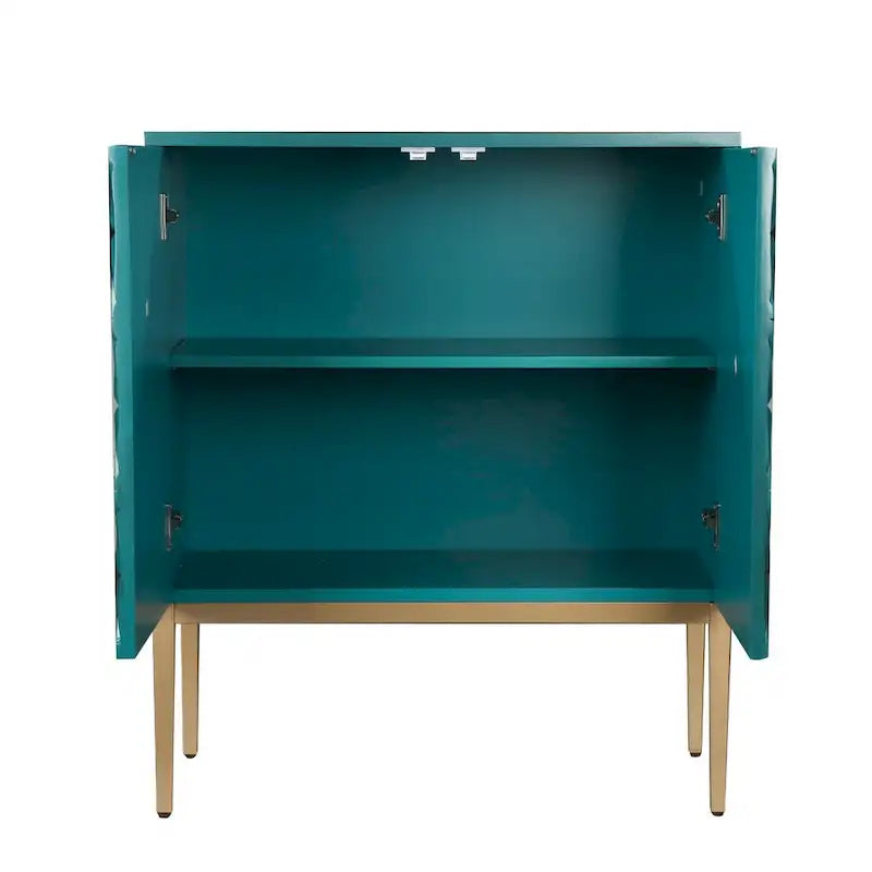 Buffet Armoire d'Appoint Vintage à 2 Portes, Étagère de Rangement Faite à la Main, Motifs Géométriques, pour Salon/Salle à Manger - L39,4x P80x H94 cm
