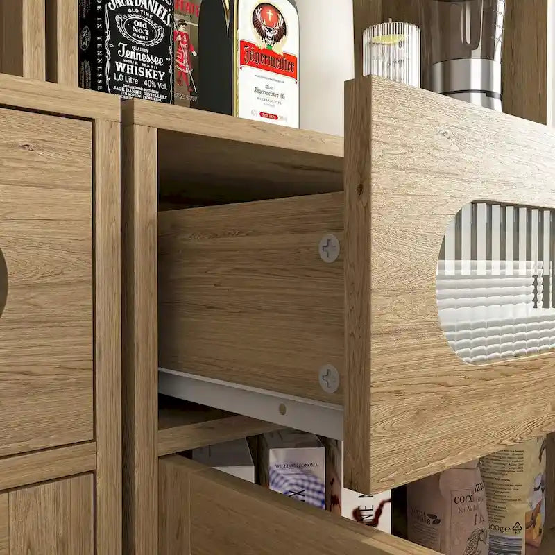 Buffet et vaisselier Accent Kitchen – Armoire de rangement en bois avec tiroir vitré et emplacement pour micro-ondes