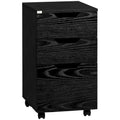 Meuble de rangement de bureau à 3 tiroirs, meuble bas de bureau avec roulettes, grain de bois noir