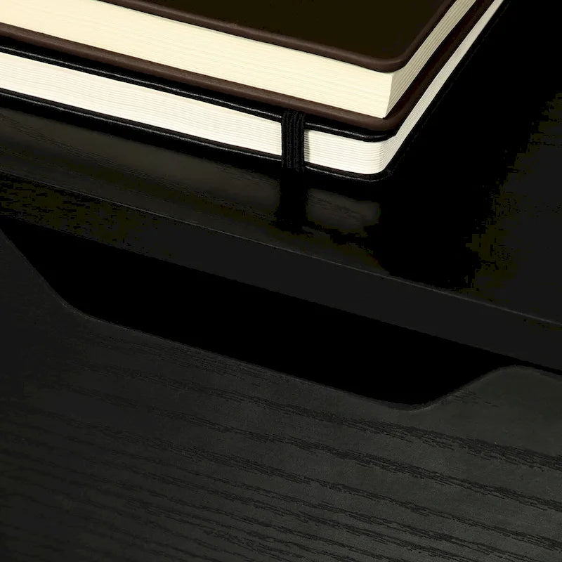 Meuble de rangement de bureau à 3 tiroirs, meuble bas de bureau avec roulettes, grain de bois noir