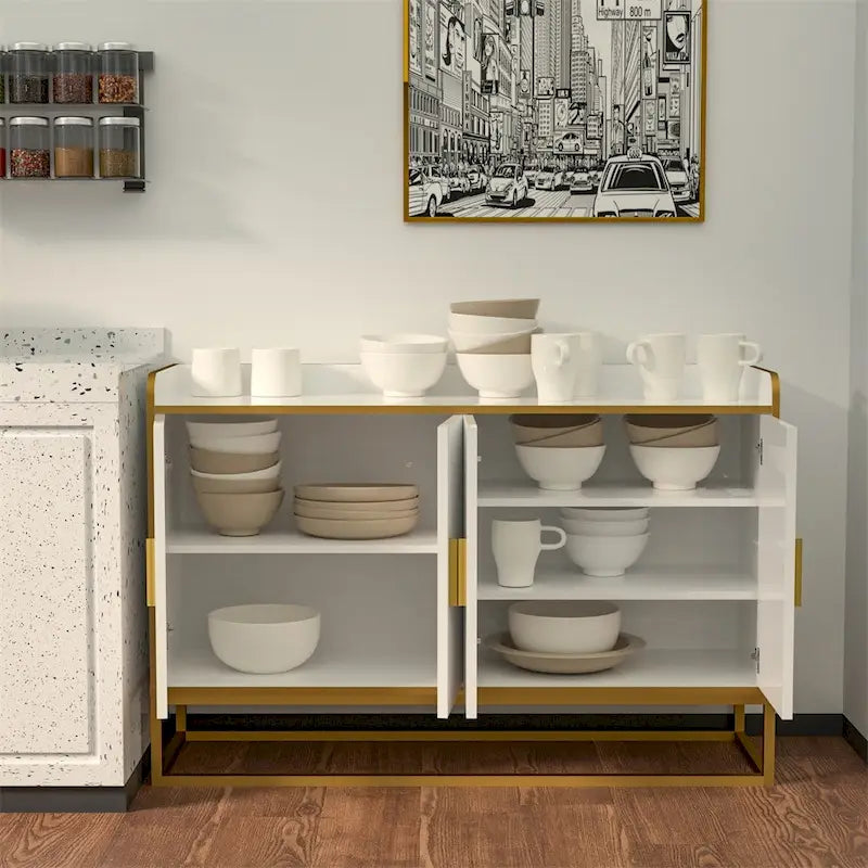 Meuble de rangement de cuisine moderne avec pieds en métal