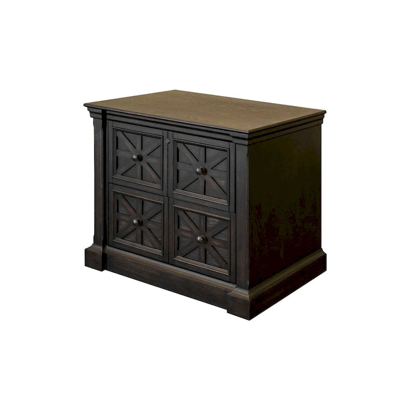 Classeur latéral en bois traditionnel, Tiroir de classement de rangement, Tiroir de classement de bureau, Entièrement assemblé Marron foncé