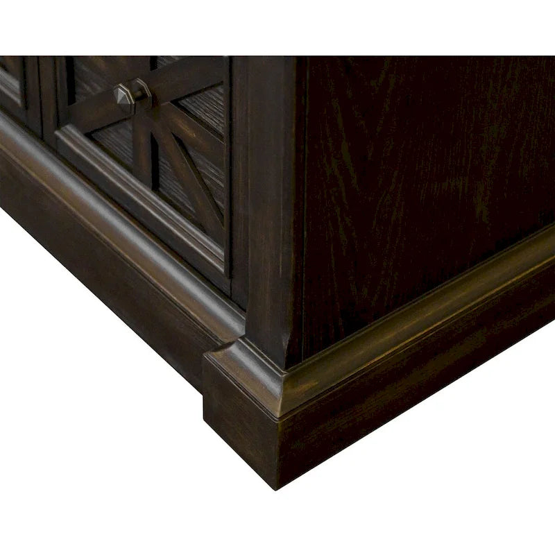 Classeur latéral en bois traditionnel, Tiroir de classement de rangement, Tiroir de classement de bureau, Entièrement assemblé Marron foncé