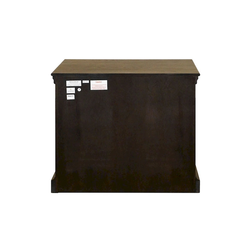 Classeur latéral en bois traditionnel, Tiroir de classement de rangement, Tiroir de classement de bureau, Entièrement assemblé Marron foncé