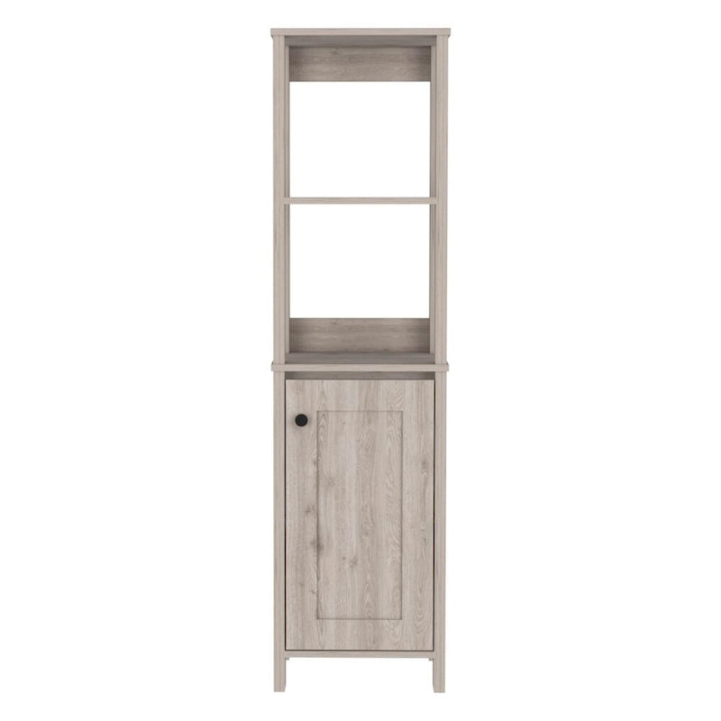 Meuble de salle de bain au sol, Meuble de rangement pour salle de bain, Deux étagères intérieures, Deux étagères ouvertes, Porte unique