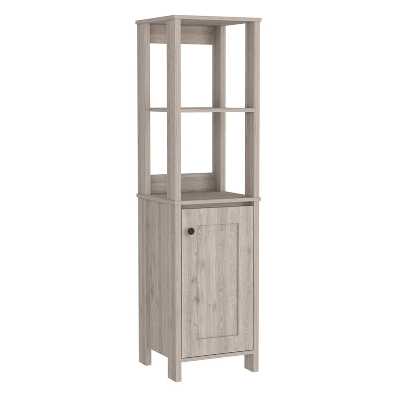 Meuble de salle de bain au sol, Meuble de rangement pour salle de bain, Deux étagères intérieures, Deux étagères ouvertes, Porte unique