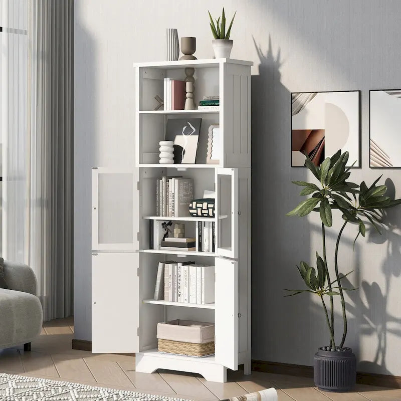 Meuble de rangement haut de salle de bain avec étagères et portes