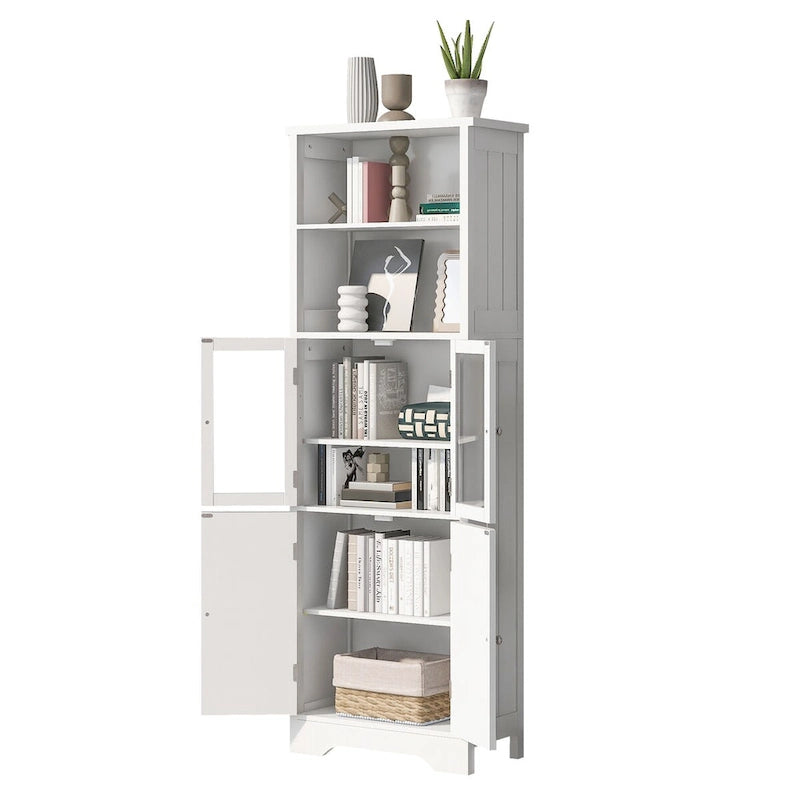 Meuble de rangement haut de salle de bain avec étagères et portes