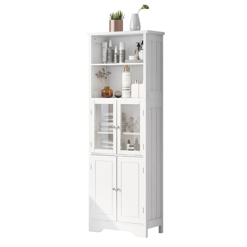 Meuble de rangement haut de salle de bain avec étagères et portes