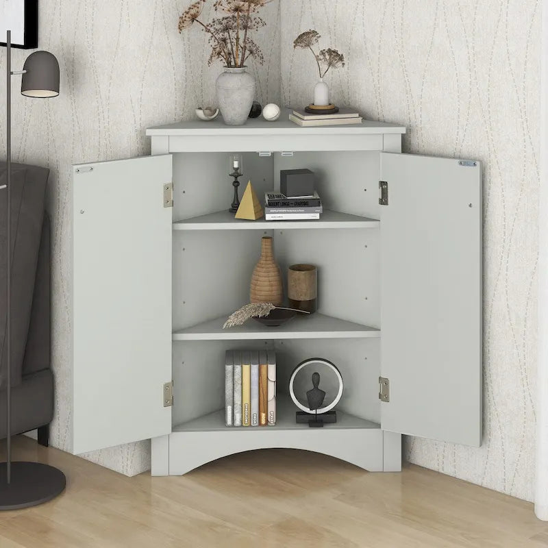 Meuble de rangement d'angle pour salle de bain avec étagères réglables, meuble bas autoportant pour cuisine et maison