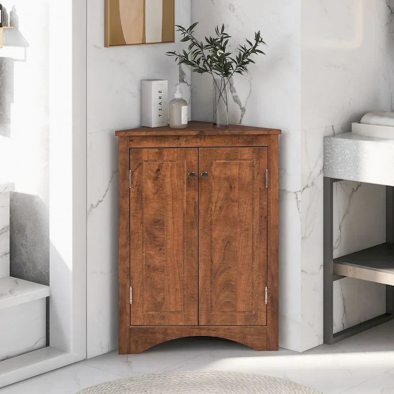 Meuble de rangement d'angle pour salle de bain avec étagères réglables, meuble bas autoportant pour cuisine et maison