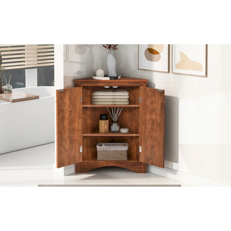 Meuble de rangement d'angle pour salle de bain avec étagères réglables, meuble bas autoportant pour cuisine et maison