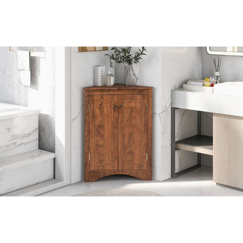 Meuble de rangement d'angle pour salle de bain avec étagères réglables, meuble bas autoportant pour cuisine et maison