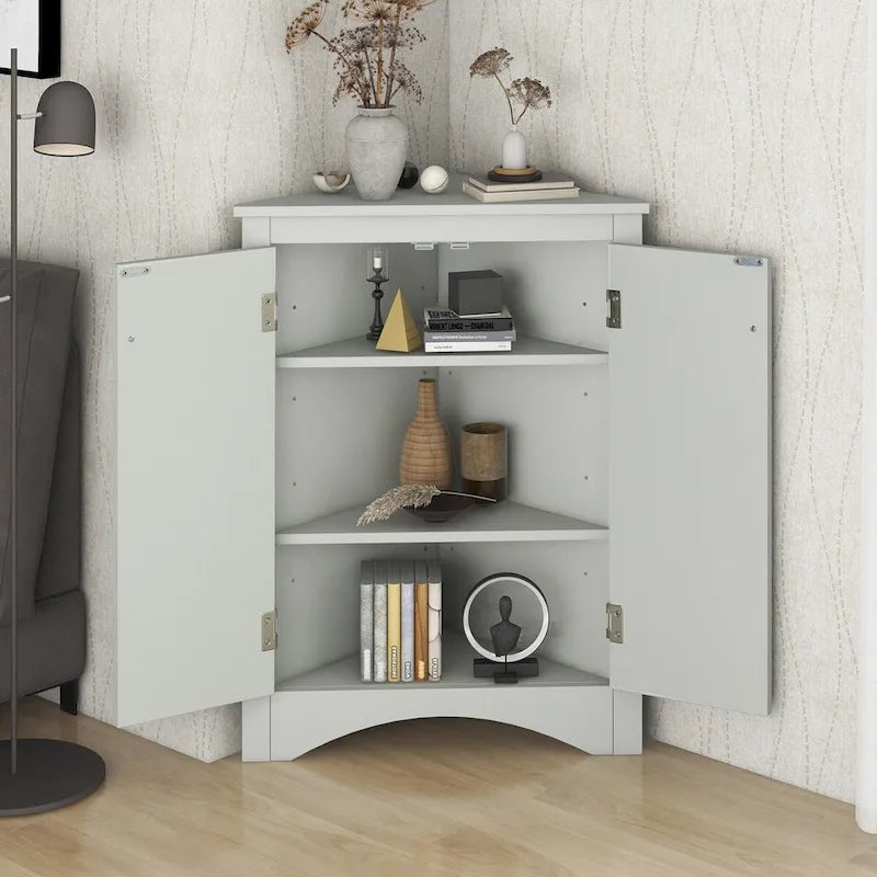 Meuble de rangement d'angle pour salle de bain avec étagères réglables, meuble bas autoportant pour cuisine et maison