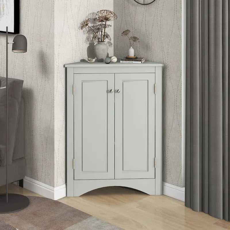 Meuble de rangement d'angle pour salle de bain avec étagères réglables, meuble bas autoportant pour cuisine et maison