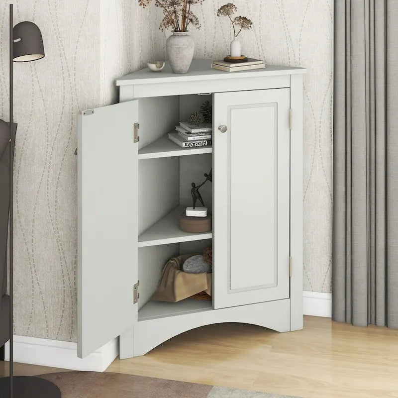 Meuble de rangement d'angle pour salle de bain avec étagères réglables, meuble bas autoportant pour cuisine et maison