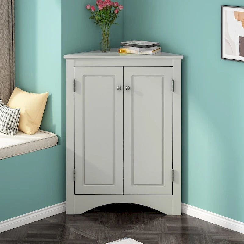 Meuble de rangement d'angle pour salle de bain avec étagères réglables, meuble bas autoportant pour cuisine et maison