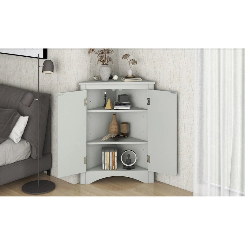 Meuble de rangement d'angle pour salle de bain avec étagères réglables, meuble bas autoportant pour cuisine et maison